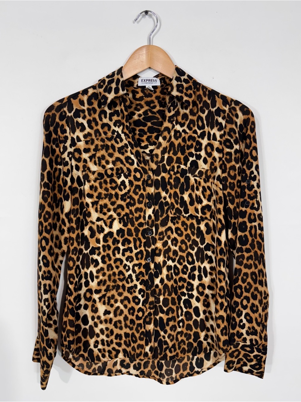 WSH13 {Express} "Portofino Shirt" Animal Cheetah Leopard Print Button Down Top
